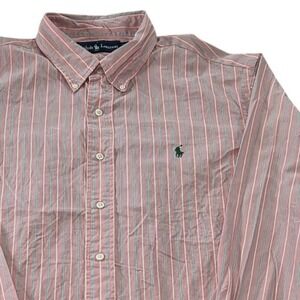 Ralph Lauren Long Sleeve Pink Striped Button Down‎ Shirt Mens XL